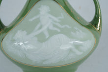 Load image into Gallery viewer, Antique Schutz Marke German Porcelain Vase Green Jasperware Style Classical Figure Circa 1900