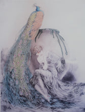 Load image into Gallery viewer, Louis Icart “Woman with Peacock” Framed Art Deco Print – Elegant 1925 Paris Edition