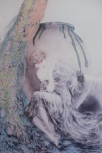 Load image into Gallery viewer, Louis Icart “Woman with Peacock” Framed Art Deco Print – Elegant 1925 Paris Edition