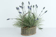 Load image into Gallery viewer, Artificial Lavender Arrangement in Rustic Wooden Basket – Farmhouse Style Floral Décor