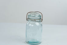 Load image into Gallery viewer, Antique Atlas E Z Seal Aqua Blue Glass Canning Jar Wire Bail Glass Lid