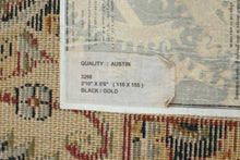 Load image into Gallery viewer, Austin Collection Wool Area Rug Turkish Floral Black Gold 3 x 5