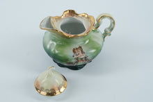 Load image into Gallery viewer, Antique Victoria Austria Porcelain Teapot – Hand-Painted Romantic Scene, Gold Gilt Trim