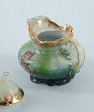 Load image into Gallery viewer, Antique Victoria Austria Porcelain Teapot – Hand-Painted Romantic Scene, Gold Gilt Trim
