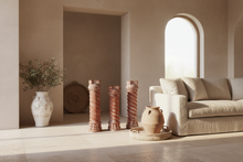 Load image into Gallery viewer, Set of 3 Carved Wood Spiral Columns 33 Inch Barley Twist Architectural Pedestals