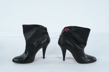 Load image into Gallery viewer, BCBGMAXAZRIA Castia Black Leather Ankle Boots Size 7B 37 Stiletto Heel