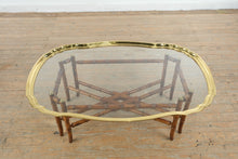 Load image into Gallery viewer, Hollywood Regency Faux Bamboo Coffee Table in Walnut and Brass Attributed to Baker Furniture
