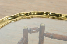 Load image into Gallery viewer, Hollywood Regency Faux Bamboo Coffee Table in Walnut and Brass Attributed to Baker Furniture