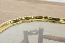 Load image into Gallery viewer, Hollywood Regency Faux Bamboo Coffee Table in Walnut and Brass Attributed to Baker Furniture