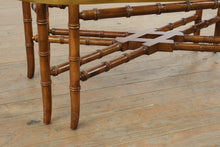Load image into Gallery viewer, Hollywood Regency Faux Bamboo Coffee Table in Walnut and Brass Attributed to Baker Furniture