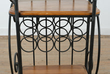 Load image into Gallery viewer, Wrought Iron Bakers Rack with Oak Shelves and Scrollwork Frame