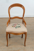Load image into Gallery viewer, French Provincial Walnut Accent Chair with Needlepoint Upholstery