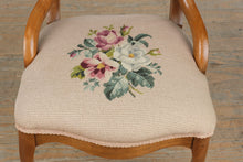 Load image into Gallery viewer, French Provincial Walnut Accent Chair with Needlepoint Upholstery