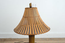 Load image into Gallery viewer, Bamboo Slat Table Lamp with Wooden Base – Boho Tiki Style