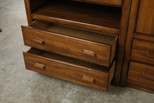 Load image into Gallery viewer, Vintage Three-Piece Modular Wood Wall Unit with Bar Cabinet and Display Shelves