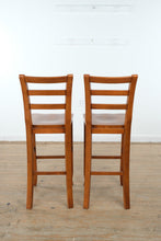 Load image into Gallery viewer, Solid Wood Bar Height Bar Stools Set of 2 30.5 Inch Seat