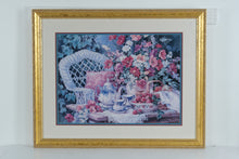 Load image into Gallery viewer, “Tea & Strawberries” by Barbara Mock – Framed Fine Art Print – Large 39" × 31.5" – Vintage Cottage Garden Still Life