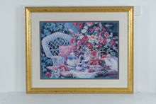 Load image into Gallery viewer, “Tea & Strawberries” by Barbara Mock – Framed Fine Art Print – Large 39" × 31.5" – Vintage Cottage Garden Still Life