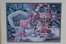 Load image into Gallery viewer, “Tea & Strawberries” by Barbara Mock – Framed Fine Art Print – Large 39" × 31.5" – Vintage Cottage Garden Still Life