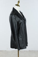 Load image into Gallery viewer, Barberini Moda Italian Black Leather Blazer Jacket Size 48