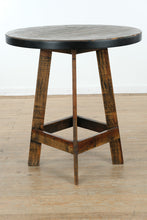 Load image into Gallery viewer, One-of-a-Kind Rustic Round Bar Table with Mixed Designer Bar Stools Set