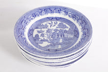 Load image into Gallery viewer, Set of 7 Blue Willow Soup Bowls made by Barker Bros