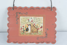 Load image into Gallery viewer, Barnstorm Cat Friendship Recycled Metal Wall Plaque Folk Art 14 x 11