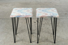 Load image into Gallery viewer, Postmodern Counter Height Bar Stools Hairpin Legs Pastel Upholstery Pair