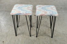Load image into Gallery viewer, Postmodern Counter Height Bar Stools Hairpin Legs Pastel Upholstery Pair