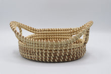Load image into Gallery viewer, Handwoven Pine Needle Basket Double Handle Oval Decorative 11 Inch
