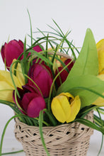 Load image into Gallery viewer, Basket of Fake Tulips Decor