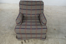 Load image into Gallery viewer, Bassett Furniture Plaid Armchair & Matching Ottoman – Navy Red & Cream
