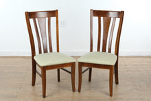 Load image into Gallery viewer, Set of 2 Wood Dining Chairs with Upholstered Seats and Slat Backs