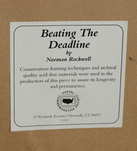 Load image into Gallery viewer, Norman Rockwell “Beating the Deadline” Framed Stamp Art – 17" x 22" – Postal Commemorative Society