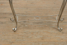 Load image into Gallery viewer, Silver Glam Scroll-Leg Console Table with Glitter Inlay & Glass Accents