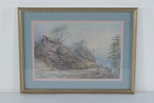 Load image into Gallery viewer, Vintage Ben Hampton 1974 Mountain Cabin Landscape Print Framed 20x15