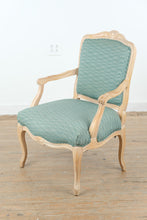 Load image into Gallery viewer, French Louis XV Style Upholstered Bergère Accent Chair in Distressed Painted Finish