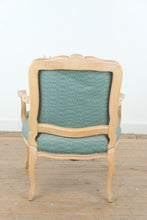 Load image into Gallery viewer, French Louis XV Style Upholstered Bergère Accent Chair in Distressed Painted Finish
