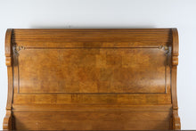 Load image into Gallery viewer, Bernhardt King Size Burl Wood Sleigh Bed with Carved Feet