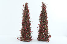 Load image into Gallery viewer, Christmas Grapevine Cone Trees Set of 2 Red Berry Rustic Woodland Decor 25 Inch