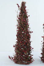 Load image into Gallery viewer, Christmas Grapevine Cone Trees Set of 2 Red Berry Rustic Woodland Decor 25 Inch