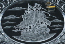 Load image into Gallery viewer, Beyer W Germany 24% Lead Crystal Plate – Etched Tall Ship – Scalloped Rim – With Original Box