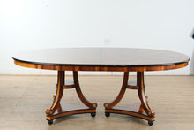 Load image into Gallery viewer, Biedermeier Double Pedestal Dining Set – Burled Top with 6 Restored Chairs