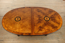 Load image into Gallery viewer, Biedermeier Double Pedestal Dining Set – Burled Top with 6 Restored Chairs