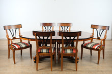 Load image into Gallery viewer, Biedermeier Double Pedestal Dining Set – Burled Top with 6 Restored Chairs
