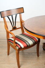 Load image into Gallery viewer, Biedermeier Double Pedestal Dining Set – Burled Top with 6 Restored Chairs