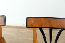 Load image into Gallery viewer, Biedermeier Double Pedestal Dining Set – Burled Top with 6 Restored Chairs