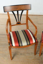 Load image into Gallery viewer, Biedermeier Double Pedestal Dining Set – Burled Top with 6 Restored Chairs