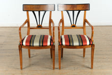 Load image into Gallery viewer, Biedermeier Double Pedestal Dining Set – Burled Top with 6 Restored Chairs