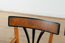 Load image into Gallery viewer, Biedermeier Double Pedestal Dining Set – Burled Top with 6 Restored Chairs